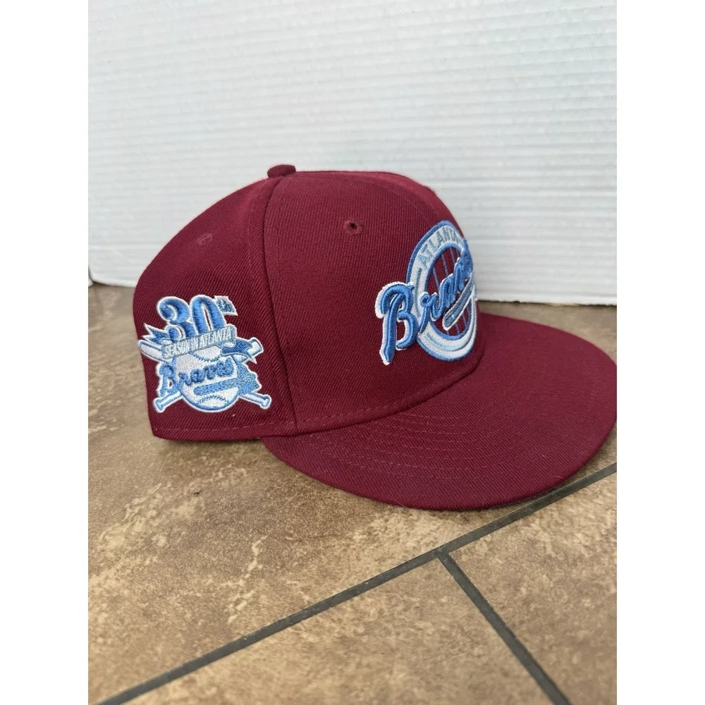 New Era 59FIFTY Cooperstown Atlanta Braves 30th Season Patch Fitted Sz 7-3/8 - Picture 2 of 7